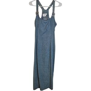 Women's Vintage Plaza South Woman Jean Overall Dress Side Slit Side Zip Size 4